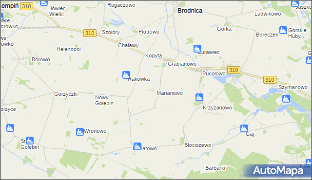 mapa Marianowo gmina Śrem, Marianowo gmina Śrem na mapie Targeo