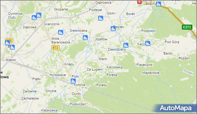 mapa Marki gmina Baranów Sandomierski, Marki gmina Baranów Sandomierski na mapie Targeo