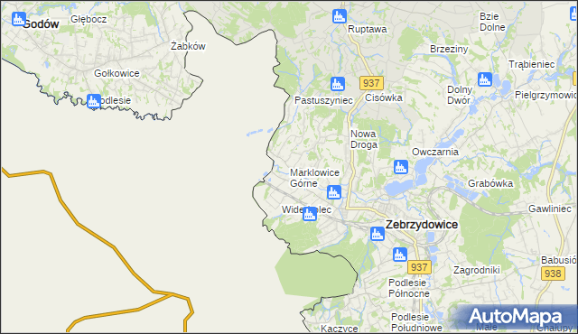 mapa Marklowice Górne, Marklowice Górne na mapie Targeo
