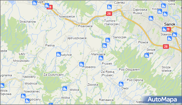 mapa Markowce, Markowce na mapie Targeo
