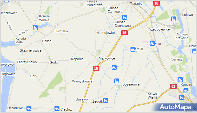 mapa Markowice gmina Strzelno, Markowice gmina Strzelno na mapie Targeo