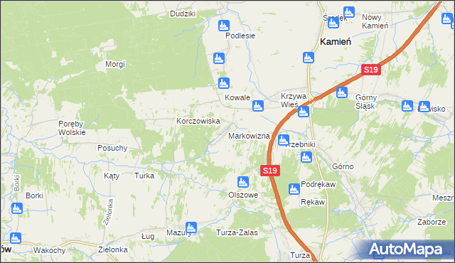 mapa Markowizna gmina Sokołów Małopolski, Markowizna gmina Sokołów Małopolski na mapie Targeo