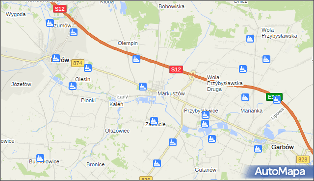 mapa Markuszów, Markuszów na mapie Targeo