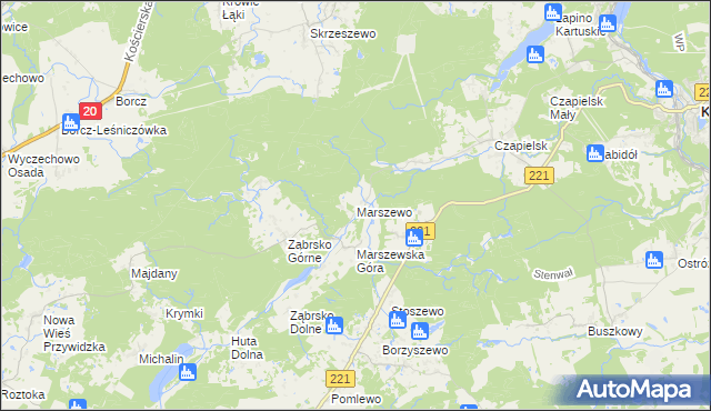 mapa Marszewo gmina Przywidz, Marszewo gmina Przywidz na mapie Targeo