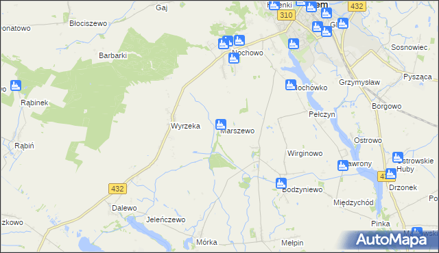 mapa Marszewo gmina Śrem, Marszewo gmina Śrem na mapie Targeo