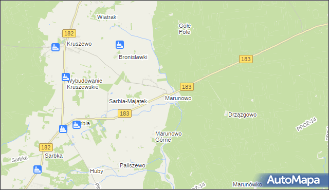 mapa Marunowo, Marunowo na mapie Targeo