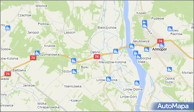 mapa Maruszów gmina Ożarów, Maruszów gmina Ożarów na mapie Targeo