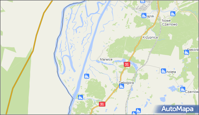 mapa Marwice gmina Widuchowa, Marwice gmina Widuchowa na mapie Targeo