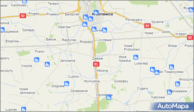 mapa Marynin gmina Krośniewice, Marynin gmina Krośniewice na mapie Targeo