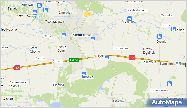 mapa Marynin gmina Siedliszcze, Marynin gmina Siedliszcze na mapie Targeo