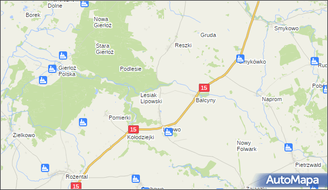 mapa Marynowo gmina Ostróda, Marynowo gmina Ostróda na mapie Targeo