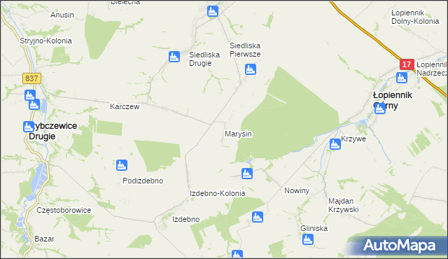 mapa Marysin gmina Fajsławice, Marysin gmina Fajsławice na mapie Targeo