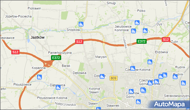 mapa Marysin gmina Jastków, Marysin gmina Jastków na mapie Targeo