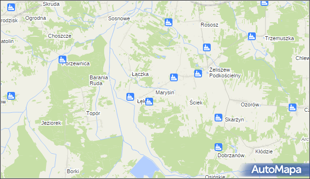 mapa Marysin gmina Kotuń, Marysin gmina Kotuń na mapie Targeo