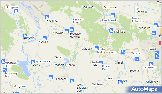 mapa Marzęcin, Marzęcin na mapie Targeo