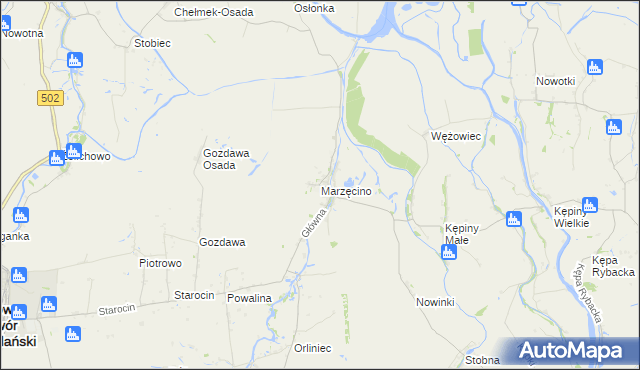 mapa Marzęcino, Marzęcino na mapie Targeo