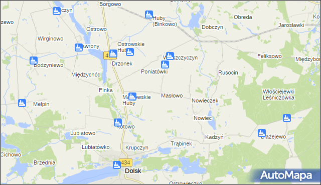 mapa Masłowo gmina Dolsk, Masłowo gmina Dolsk na mapie Targeo