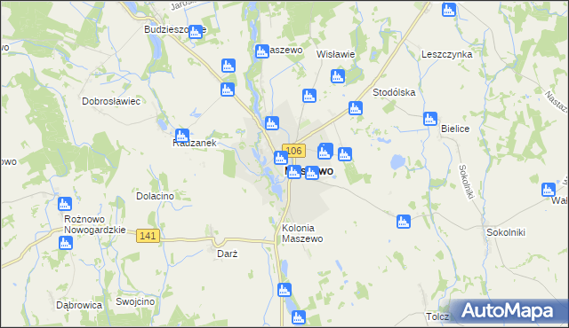 mapa Maszewo powiat goleniowski, Maszewo powiat goleniowski na mapie Targeo