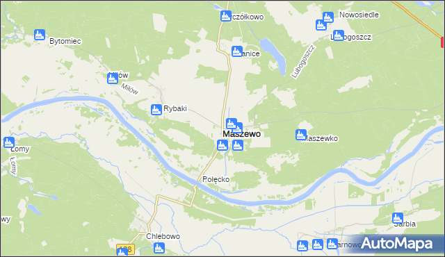 mapa Maszewo powiat krośnieński, Maszewo powiat krośnieński na mapie Targeo