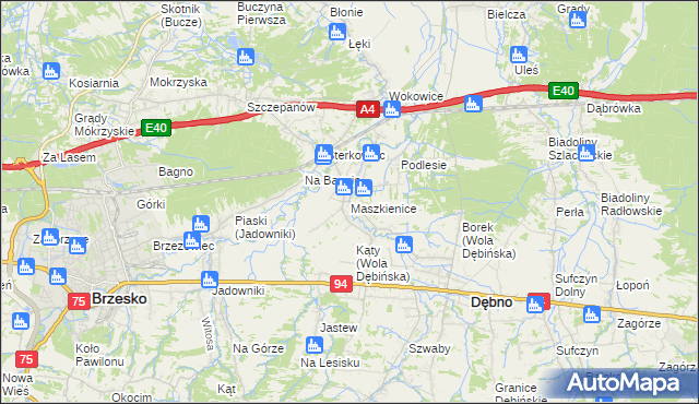 mapa Maszkienice, Maszkienice na mapie Targeo