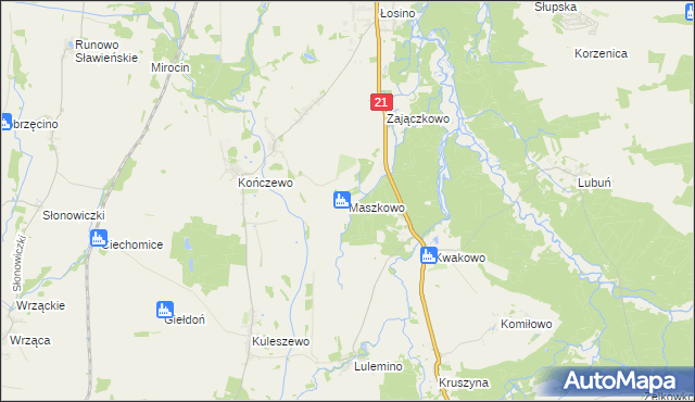 mapa Maszkowo gmina Kobylnica, Maszkowo gmina Kobylnica na mapie Targeo