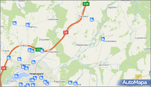 mapa Maszkowo gmina Nowogard, Maszkowo gmina Nowogard na mapie Targeo