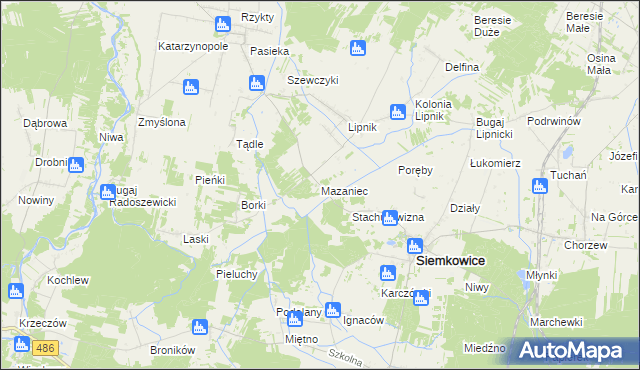 mapa Mazaniec, Mazaniec na mapie Targeo