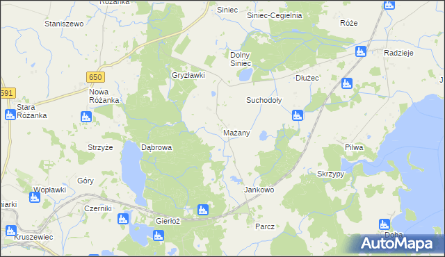 mapa Mażany, Mażany na mapie Targeo