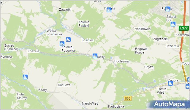 mapa Maziły, Maziły na mapie Targeo