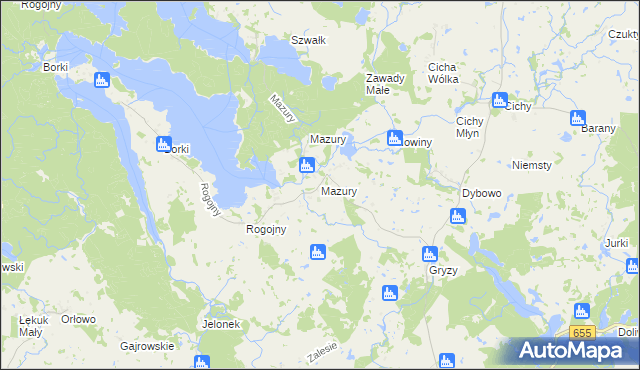 mapa Mazury gmina Świętajno, Mazury gmina Świętajno na mapie Targeo