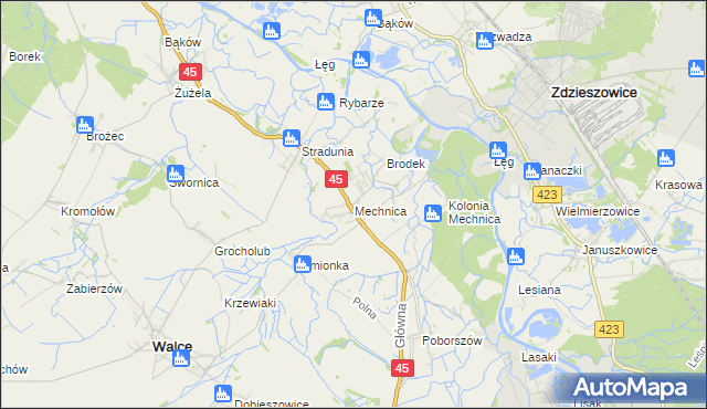 mapa Mechnica, Mechnica na mapie Targeo