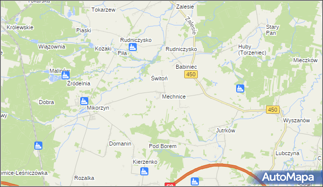 mapa Mechnice gmina Kępno, Mechnice gmina Kępno na mapie Targeo