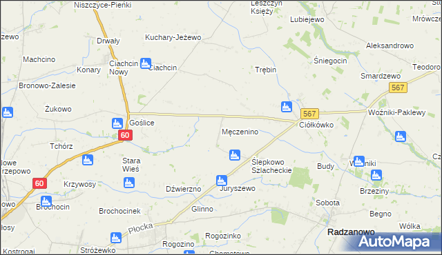 mapa Męczenino, Męczenino na mapie Targeo