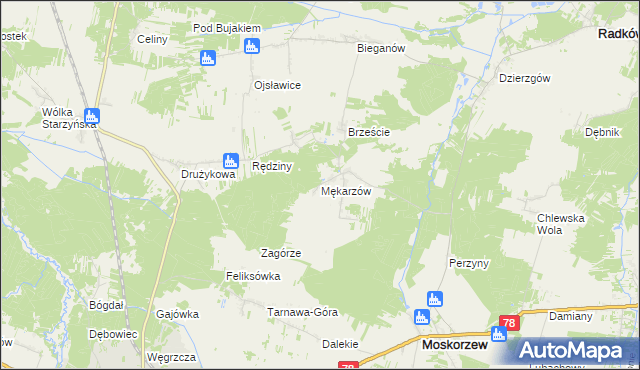 mapa Mękarzów, Mękarzów na mapie Targeo