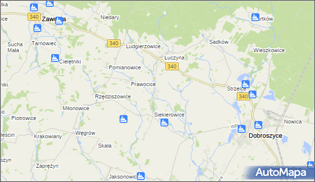 mapa Mękarzowice gmina Dobroszyce, Mękarzowice gmina Dobroszyce na mapie Targeo