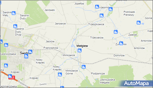 mapa Mełgiew, Mełgiew na mapie Targeo