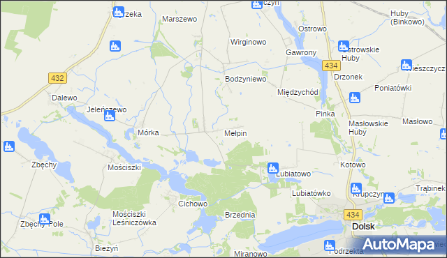 mapa Mełpin, Mełpin na mapie Targeo