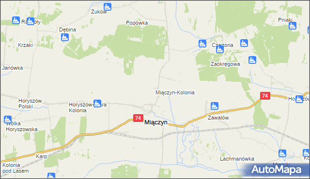 mapa Miączyn-Kolonia, Miączyn-Kolonia na mapie Targeo