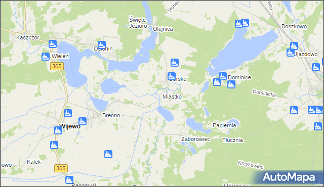 mapa Miastko gmina Wijewo, Miastko gmina Wijewo na mapie Targeo