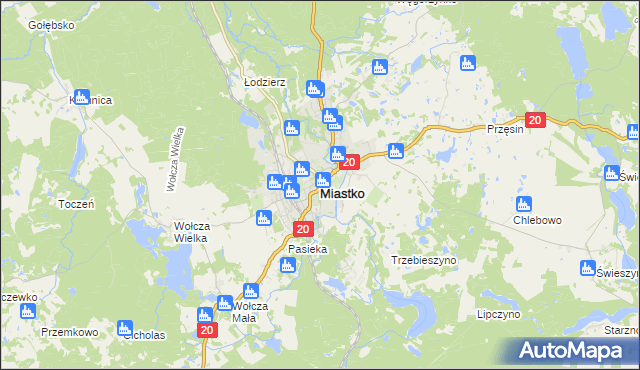 mapa Miastko powiat bytowski, Miastko powiat bytowski na mapie Targeo