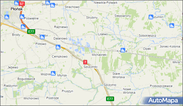 mapa Michalinek gmina Płońsk, Michalinek gmina Płońsk na mapie Targeo