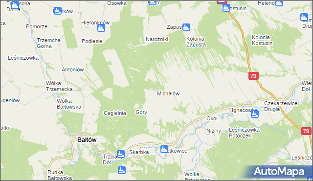mapa Michałów gmina Bałtów, Michałów gmina Bałtów na mapie Targeo