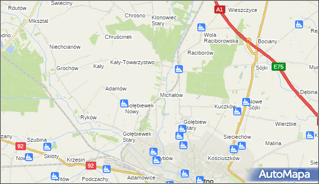 mapa Michałów gmina Kutno, Michałów gmina Kutno na mapie Targeo