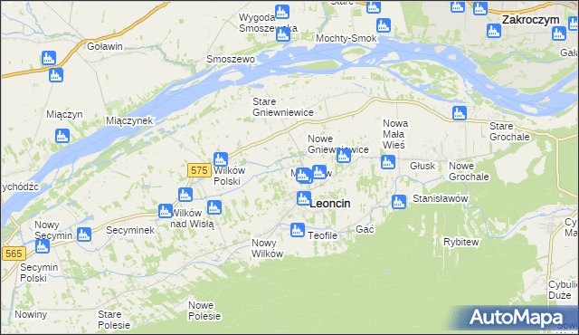 mapa Michałów gmina Leoncin, Michałów gmina Leoncin na mapie Targeo