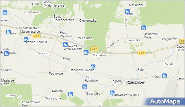 mapa Michałów gmina Rzeczniów, Michałów gmina Rzeczniów na mapie Targeo