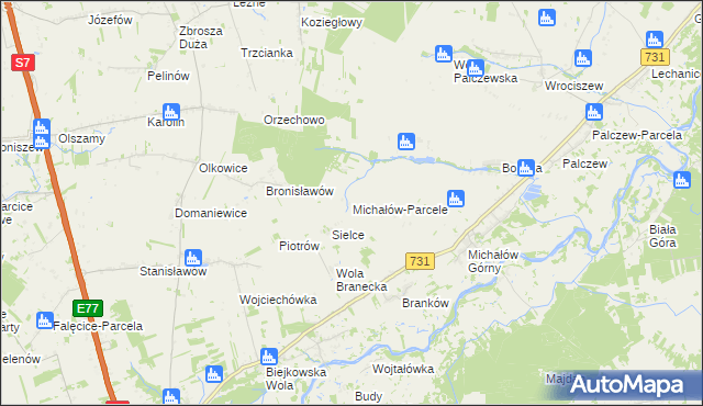 mapa Michałów-Parcele, Michałów-Parcele na mapie Targeo
