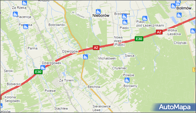 mapa Michałówek gmina Nieborów, Michałówek gmina Nieborów na mapie Targeo