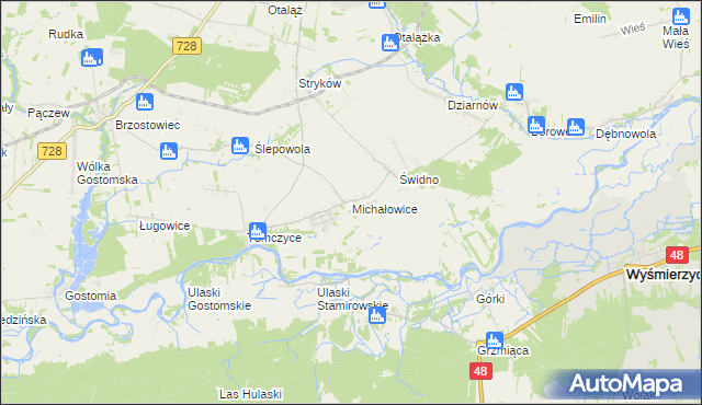 mapa Michałowice gmina Mogielnica, Michałowice gmina Mogielnica na mapie Targeo