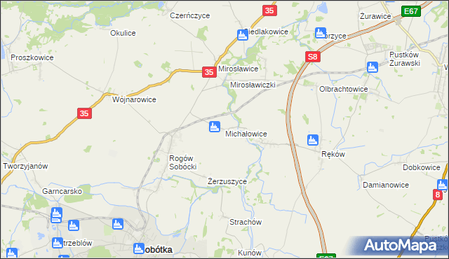 mapa Michałowice gmina Sobótka, Michałowice gmina Sobótka na mapie Targeo
