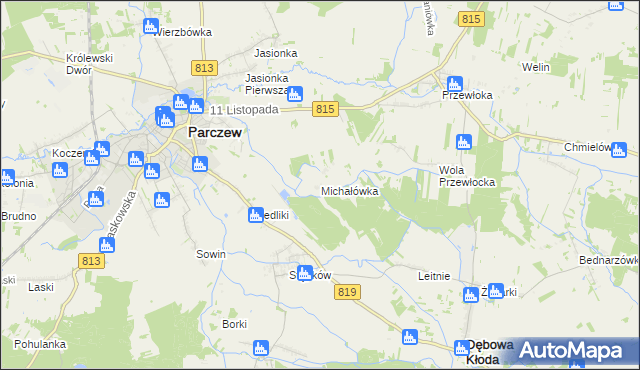 mapa Michałówka gmina Parczew, Michałówka gmina Parczew na mapie Targeo